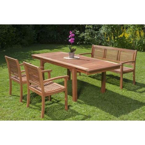 Cordoba Set 4tlg 2 Sessel Bank Tisch 150(185/220)x90cm