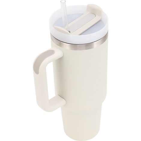 Tasse isotherme de 1,2 L (40 oz) avec anse, en acier inoxydable 304, pour café ou bière, avec paille. (1/5)