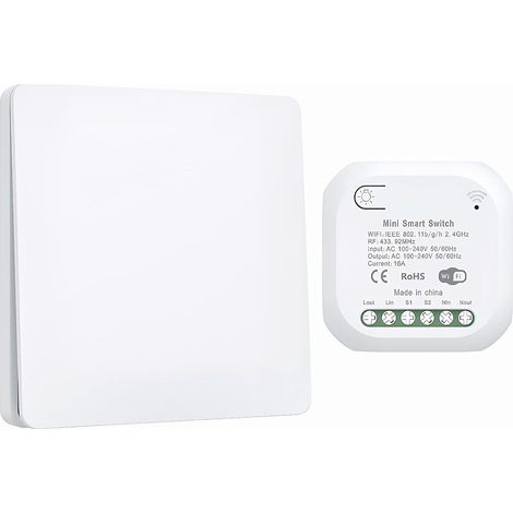 WLAN-Funkschalter, autark, keine Batterien oder Verkabelung erforderlich, einfache Installation, Fernbedienung, weißes Licht (1/5)
