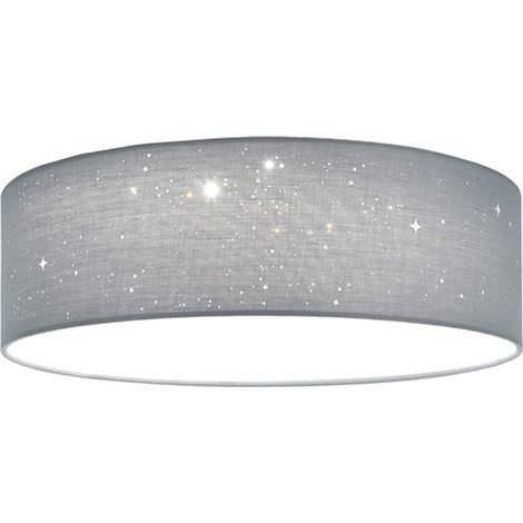 Plafonnier Ciel étoilé Rond Ø 30cm Abat-jour Tissu 40 Watt Lampe gris (1/5)