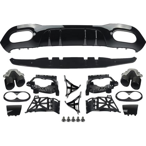 Difusor de parachoques trasero, material ABS, ajuste perfecto, estilo A45, negro. (1/2)