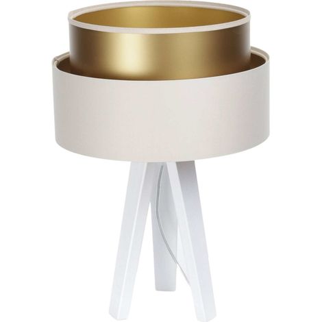 Lampe à poser satin crème intérieur doré effet lumineux - crème satin avec intérieur doré (1/3)