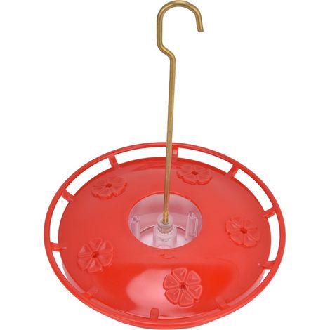 Transparenter, hängender Vogelfutterspender in Form eines Innenhofs, rotes Vogelbad für Garten, Terrasse und Balkon, wetterfest. (1/5)