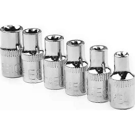 Neu: 6-teiliges 1/4-Zoll-Torx-Stern-Bit-Innensechskant-Steckschlüssel-Set E4 E5 E6 E7 E8 E10, Handwerkzeuge, wärmebehandelt, Ratschenschlüssel-Steckschlüssel-JXLGV (1/5)
