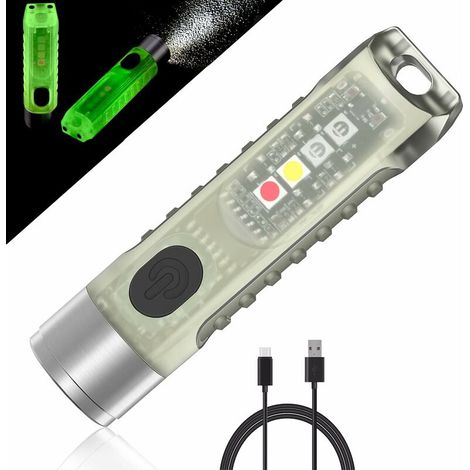Torch Mini LED Aurora Torch Light USB Rechargeable Fluorescent Keychain,UV/White/Red Blue EDC Side Light,Magnetic Waterproof IP65,400 LM,Outdoor Emergency,Ideal Gift (1/5)