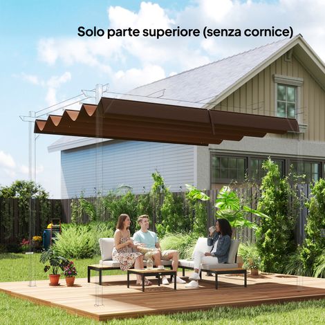 Couvre pergola extérieure Blanc Marron anti UV polyester 8 trous drainage 286x245 cm