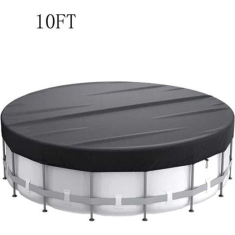 Bâche de piscine-Bâche de protection ronde pour piscine - avec cordon de serrage pour une utilisation facile -31020CM (10 pieds), noire