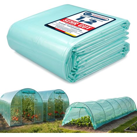 Garronda Bâche pour Serre de Jardin 6x12 m - Film Plastique pour Serre Tunnel LDPE Épais 135μm 3 Couches Anti-UV 4 Saisons Transparent Vert Résistant aux Intempéries et Protège les Cultures GD-0198
