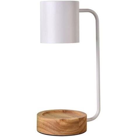 Lámpara de mesilla de madera con vela aromática de intensidad regulable e interruptor, calentador de velas eléctrico sin llama, la vela se derrite de arriba abajo, se puede utilizar como elemento deco