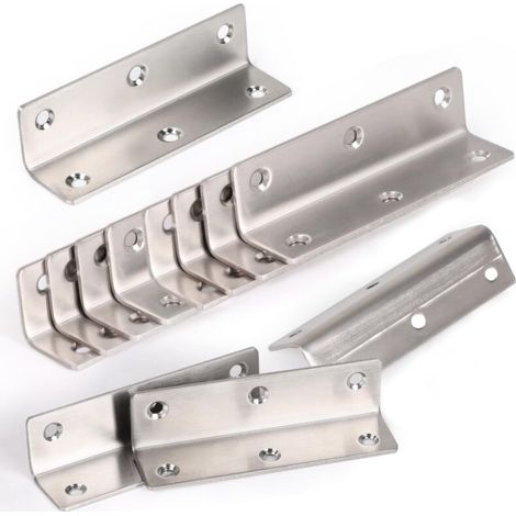 Lot de 12 Equerre Metal perforées 27 x 27 x 100 mm Équerre de Fixation Equerre Inox pour la Réparation de Meubles support pour Meubles, Tables, Chaises, Bibliothèques