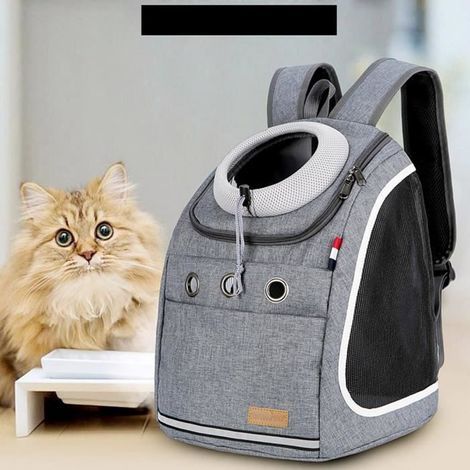 HONORNIC - NEUFU Sac à Dos pour Animal Chien Chat en plein air Sac de Voyage Transport Exterieur GRIS (1/4)