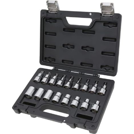 Assortiment de 17 clés à douille pour vis Torx dans boîte en plastique