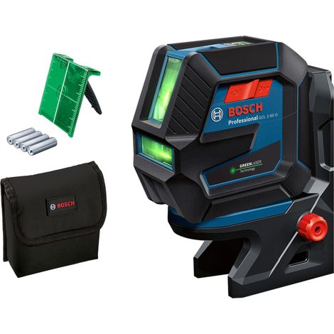 Niveau Laser GCL 2-50 G (faisceau vert, d'intérieur, support RM 10, portée visible : jusqu’à 15 m, 4x piles AA, dans une boîte en carton)