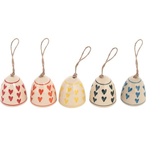 Campanelle decorative multicolori da appendere, set da 5, design artigianale, ideali per interni ed esterni