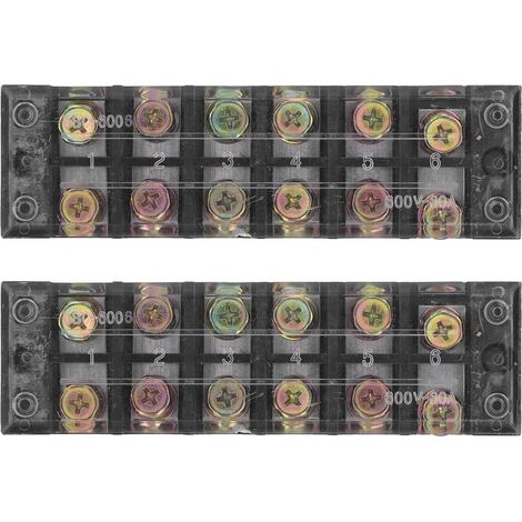 Bloc de jonction à barrette à vis double rangée 60A 600V, 2 pièces 6 positions, avec couvercle transparent pour éclairage de pont (606) (1/5)