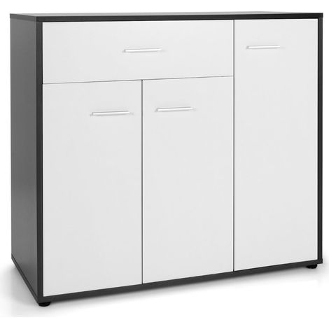 Credenza con ripiano regolabile 88 x 40 x 80 cm capiente design moderno in legno ingegnerizzato bianco e nero 200020153