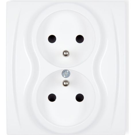 Prise murale double 16A 250V blanche avec mise à la terre 1 pc.