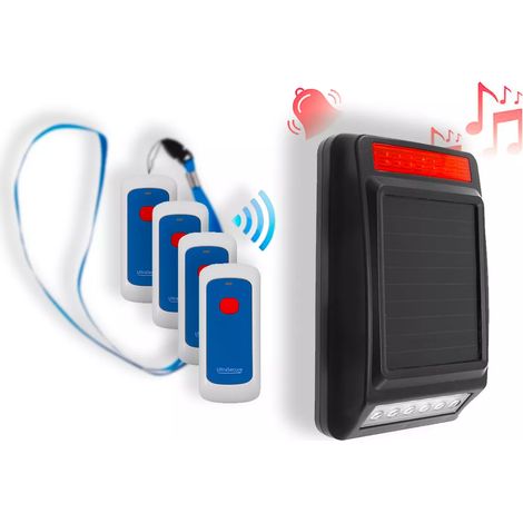 Alerte panique performance autonome sans-fil 900m longue distance 4 boutons mobiles ou fixes sirène extérieure (DA600+) (1/5)