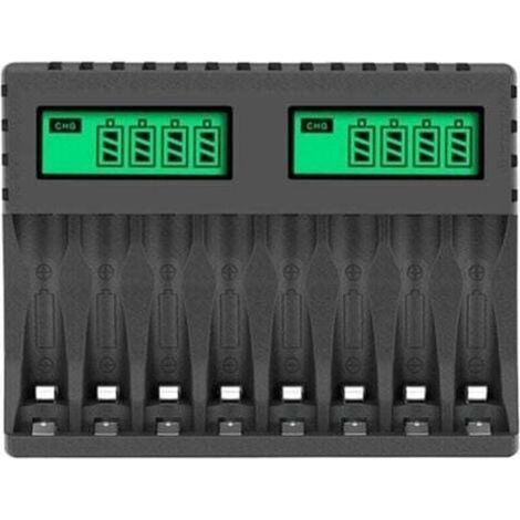 Caricabatterie con display LCD, caricatore intelligente a 8 slot per batterie ricaricabili AA/AAA NiCd NiMh, caricatore AA AAA (1/4)