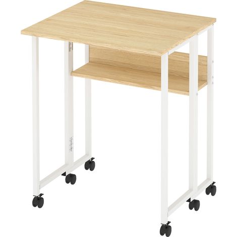 Levede Folding Computer Desk Extandable Table with Storage Shelf Wheeled Compact