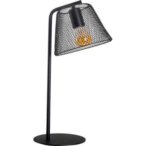 Lampe à poser en métal noir tressé filigrane pour salon et bureau, douille E27, hauteur 50 cm - PANGIVO (1/5)