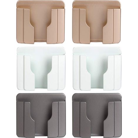 MIMOSON-6 Pièces Boîte de Rangement Adhésive pour Télécommande, Support de Téléphone Mural Sans Dommage, pour Boîtier de Rangement pour Télécommande, Support de Téléphone Mural, Or/Blanc/Gris (1/5)