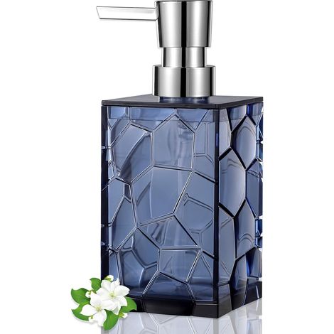 320 ml Seifenspender aus transparentem Acryl, blau, 16 x 7 cm, für Bad, Küche oder Studentenwohnheim. – AquaForge (1/5)