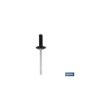 Confezione da 500 Rivetti Fiore Larga Nera 4 x 16 mm