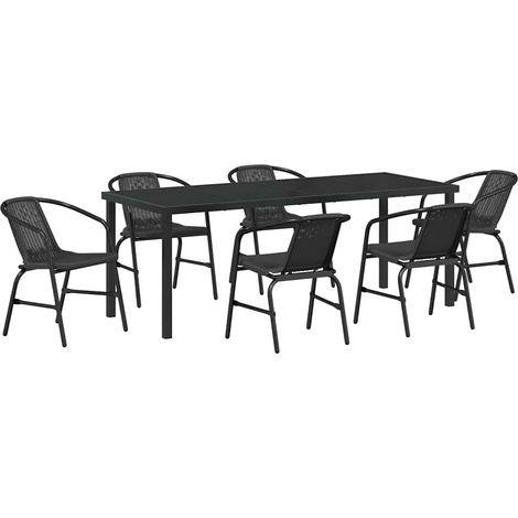 Maison Exclusive - Set da Pranzo per Giardino 7 pcs Nero