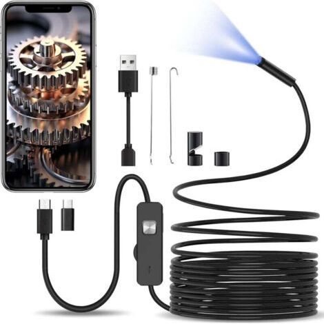 Telecamera endoscopica da 10 m – Sonda da 8,0 mm – 6 LED – Impermeabile IP67 – Rotazione a 360° – Compatibile con Android e Windows (1/4)