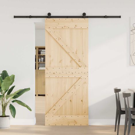 vidaXL Sliding Door NARVIK Natural and Black 85 x 210 cm (213.5 cm)