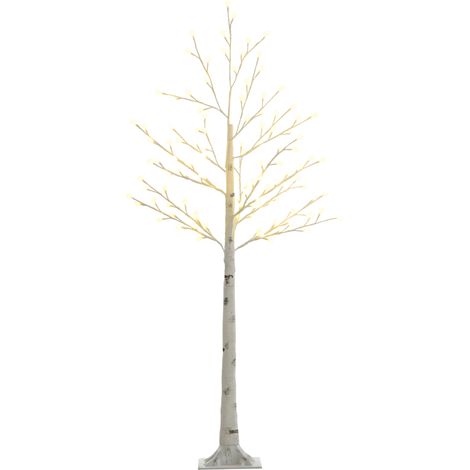 Arbre synthétique 120 LED IP44, blanc, 20x20x150 cm, luminosité réglable, décoration intérieure (1/5)