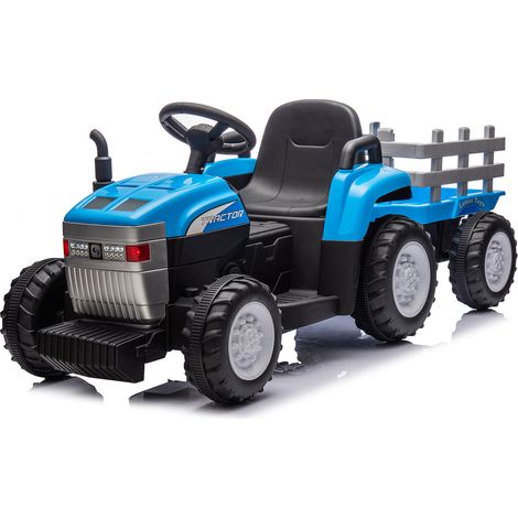 Trattore Elettrico per Bambini 12V con Rimorchio Blu (1/5)