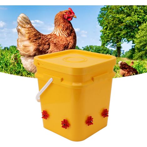 Tragbare automatische 12-Liter-Tränke für Geflügel (Hühner, Enten und Gänse) Geflügelzuchtausrüstung Wassereimer + Vierkanttränke + schwarze Schrauben (1/5)
