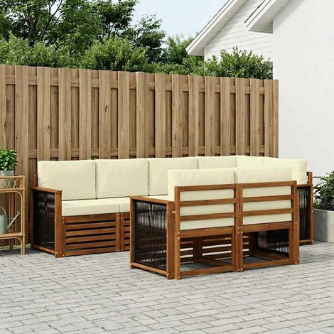 vidaXL Ecksofa Set mit Kissen 6 pcs Natur und Creme (1/5)