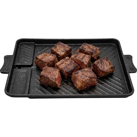 induction grill plate, cast iron grill plate, rectangular grill pan, camping gas stove grill accessory, grill plates for gas stove, grill plates (1/5)