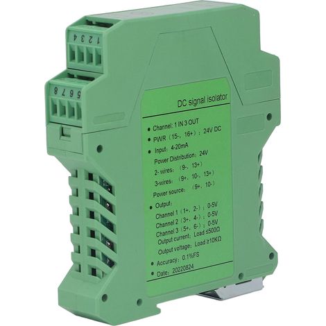 Stromsignal-Isolator-Transmitter 1 Eingang 3 Ausgänge DC-Signalaufbereiter Strom-Spannungs-Transmitter für SPS-Erkennung DC24V 0-5V (1/5)