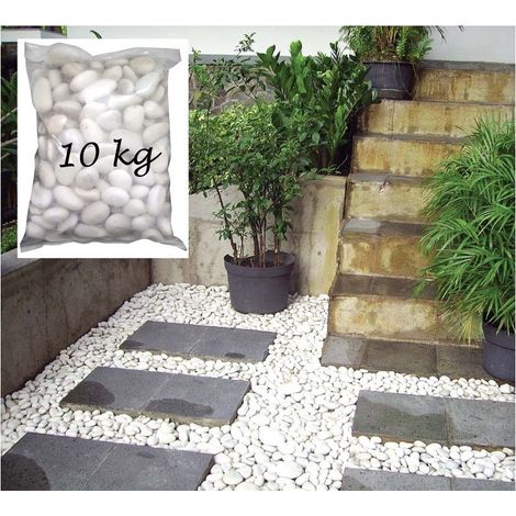 Ciottoli Pietre Levigati da arredo Giardino Piante Bianco Confezione 10 Kg ca