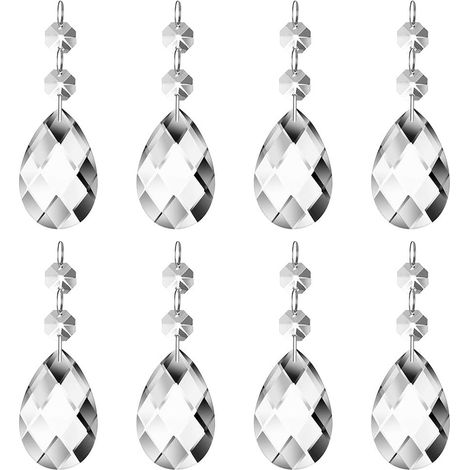 Pendentif En Cristal Goutte D Eau 38mm Avec Perle Octogonale Pour Lustre Rideau Décoration Mariage Lot De 24 Pièces (1/5)
