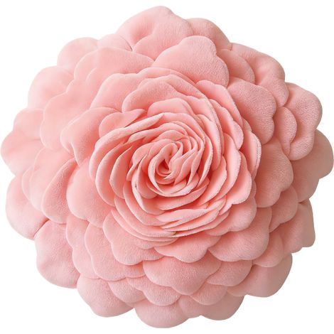 Housse de coussin rose clair style princesse, fleurs en tulle 3D, luxe européen INS 53×53cm, pour chambre et baie vitrée (1/5)