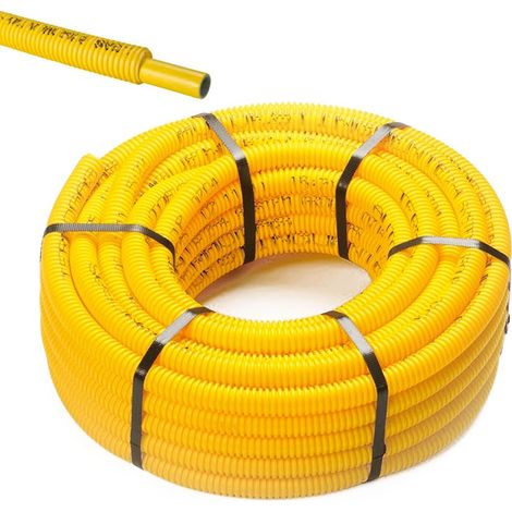 Tubo multistrato PE-Xb ø16 x 2 Pexal Gas rivestito con guaina corrugata gialla (prezzo al metro - minimo acquistabile 50 metri) (1/4)