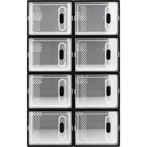 Set di 8 scatole portascarpe impilabili modulari in plastica trasparente (1/5)
