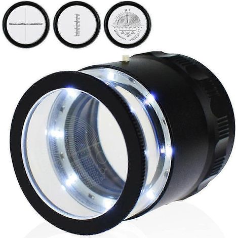 Loupe de bijoutier 10X avec 8 LED, échelle graduée en verre, champ de vision de 25 mm, portable (1/5)