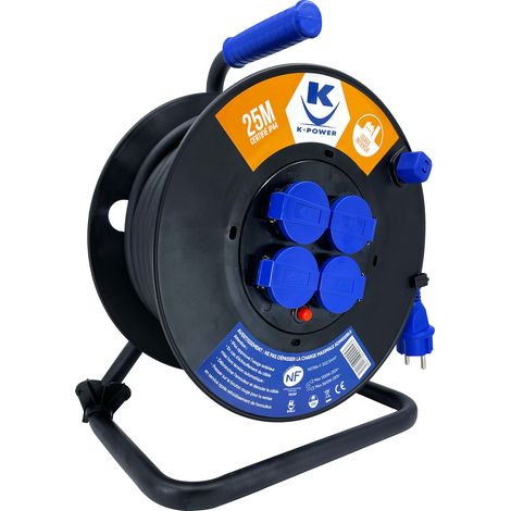 KELI - Enrouleur 25M Gamme Pro 3G2.5 IP44 4 Prises à clapet (1/4)