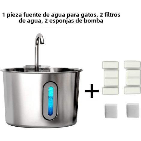 Automatic Water Fountain for Cats and Dogs 2.2L Ultra Quiet with USB Power Supply Durable Stainless Steel for Indoor Pets (1/5)