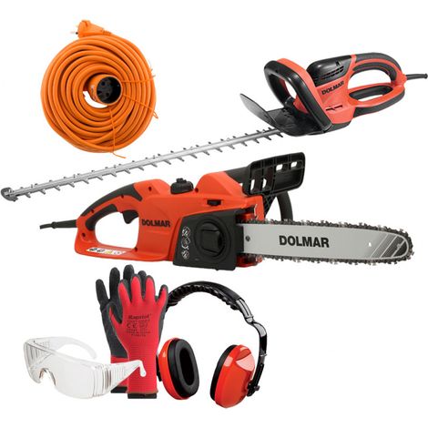PACK - DOLMAR Taille-Haie Électrique 670W 65cm HT6510 + Tronçonneuse 1800W 35cm ES39TLC + Rallonge 40m + Équipements Protection