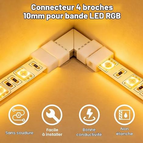 Connecteur Ruban LED 4 broches 10mm RGB SMD 5050 (1/4)
