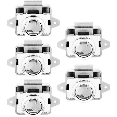 Serrures à 5 boutons, poussoirs pour meubles, loquet de porte chromé (1/5)