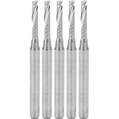 5 frese a spirale CNC in acciaio al tungsteno, a una scanalatura, 3,175 x 2 x 12 x 38 mm (1/5)