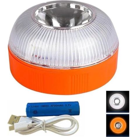 V16 Lampe de secours, base magnétique, balise d'avertissement LED à 360° pour voitures, motos (1/5)